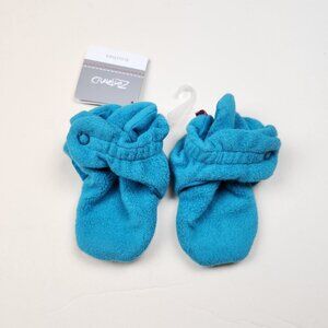 NWT Zutano Cozie Fleece Gripper Baby Booties Pagoda Blue 12m